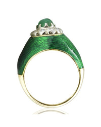 0.60ct Emerald Cabochon & 0.20ctw Diamond Ring in 18K Yellow Gold