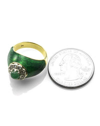 0.60ct Emerald Cabochon & 0.20ctw Diamond Ring in 18K Yellow Gold