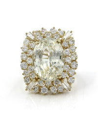 16.34ct Fancy Sapphire & 3.00ctw Diamond Cluster Halo Ring in 18K Yellow Gold