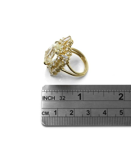 16.34ct Fancy Sapphire & 3.00ctw Diamond Cluster Halo Ring in 18K Yellow Gold
