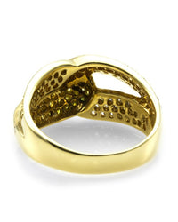 Pave Diamond Crossover Ring w/ White & Yellow Diamonds in 18K Yellow Gold