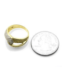 Pave Diamond Crossover Ring w/ White & Yellow Diamonds in 18K Yellow Gold