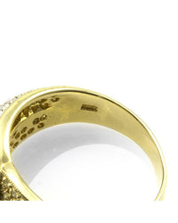 Pave Diamond Crossover Ring w/ White & Yellow Diamonds in 18K Yellow Gold