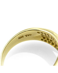 Pave Diamond Crossover Ring w/ White & Yellow Diamonds in 18K Yellow Gold