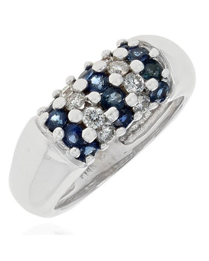5 Row Alternating Sapphire and Diamond Band