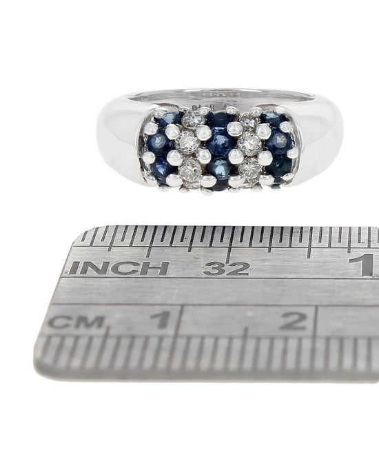 5 Row Alternating Sapphire and Diamond Band