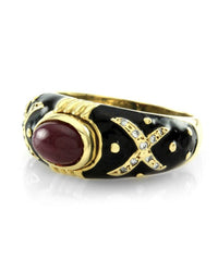 Hidalgo Ruby, Diamond and Enamel Ring in Gold