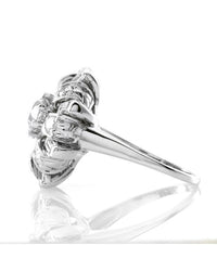 Art Deco 1.65ctw Diamond Staggered Halo Ring in Platinum