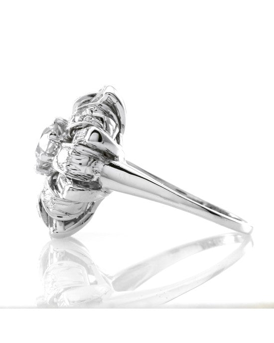 Art Deco 1.65ctw Diamond Staggered Halo Ring in Platinum