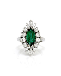 2.03ct Emerald & 1.36ctw Diamond Halo Ring in Platinum