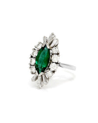 2.03ct Emerald & 1.36ctw Diamond Halo Ring in Platinum