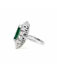 2.03ct Emerald & 1.36ctw Diamond Halo Ring in Platinum