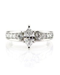 Platinum and Diamond Engagement Ring w/ Marquise and Round Diamonds