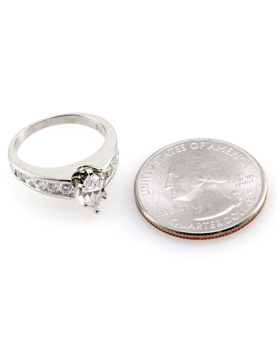 Platinum and Diamond Engagement Ring w/ Marquise and Round Diamonds
