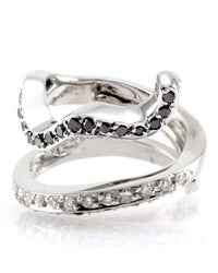 Black and White Diamond Snake Ring