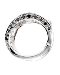 Black and White Diamond Snake Ring