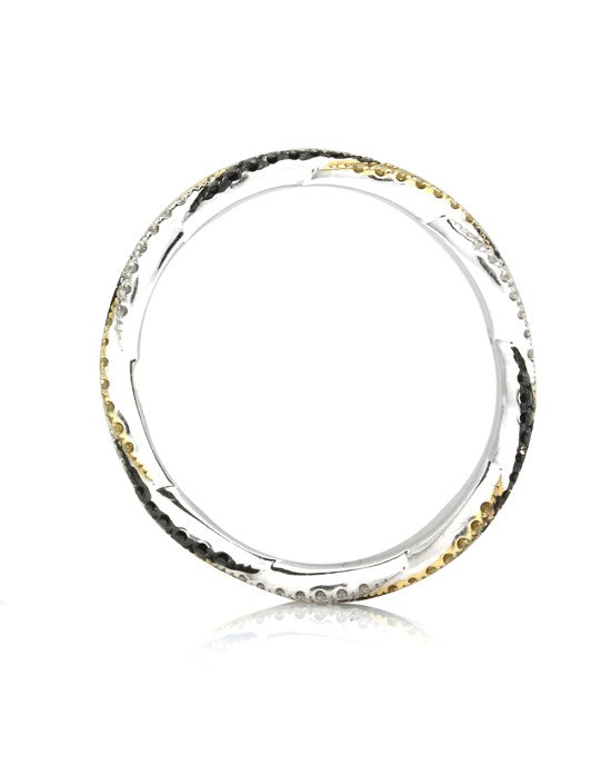 Hidalgo Micro-Pave Black, Yellow and White Diamond Braided Eternity Band in Gold
