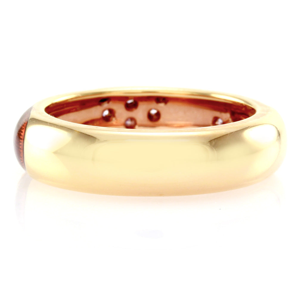 Hidalgo Brown Enamel Flower Band 18K Rose Gold Diamonds