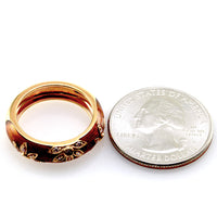Hidalgo Brown Enamel Flower Band 18K Rose Gold Diamonds