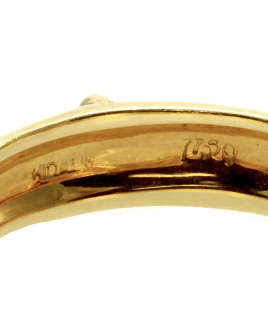 Hidalgo Green Enamel Band w/ 0.06ctw Diamond Station in 18K Yellow Gold SZ 6.25