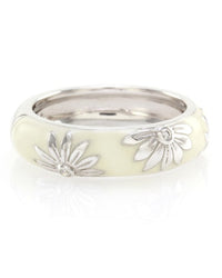 Hidalgo White Enamel Flower Band w/ 0.06ctw Diamonds in 18K White Gold SZ 6.25