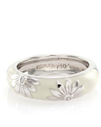 Hidalgo White Enamel Flower Band w/ 0.06ctw Diamonds in 18K White Gold SZ 6.25