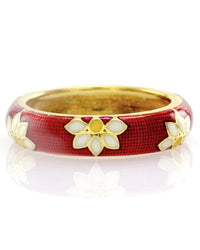 Hidalgo Red Enamel Daisy Eternity Band in 18K Yellow Gold SZ 6.25
