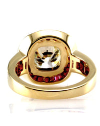 2.25ct Old European Cut Diamond Engagement Ring w/ Rubies in 18K Yellow Gold