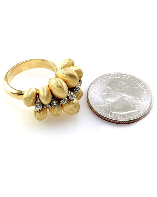 Nanis Transformista Pave Diamond Puffed Gold Ring in 18K Yellow Gold