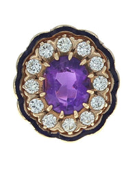Amethyst and Diamond Scalloped Ring