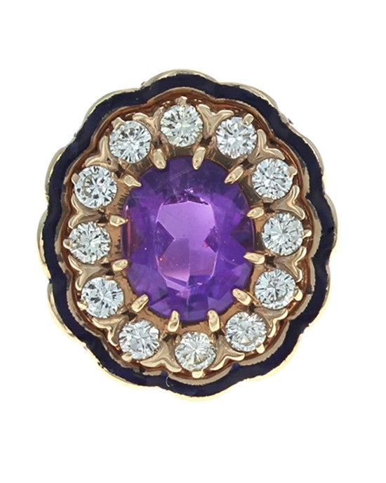 Amethyst and Diamond Scalloped Ring