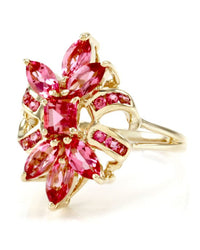 14KY PINK TOPAZ CLUSTER RING