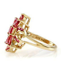 14KY PINK TOPAZ CLUSTER RING