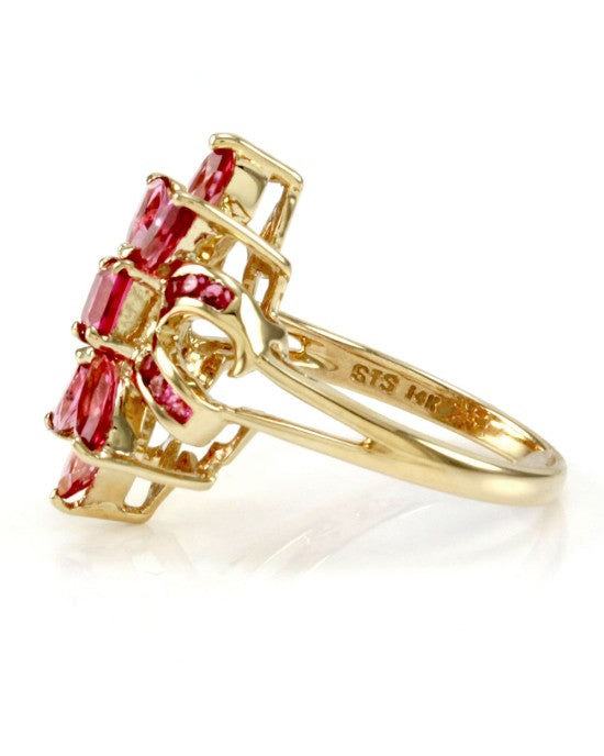 14KY PINK TOPAZ CLUSTER RING