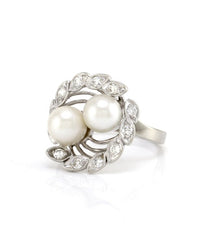 Pearl and Diamond Ring in Gold