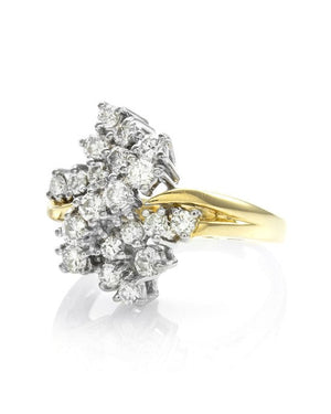 Diamond Cluster Ring in White and Yellow Gold