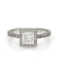 Plat Princess Halo Diamond Engagement Ring