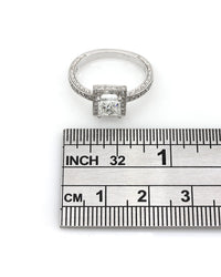 Plat Princess Halo Diamond Engagement Ring