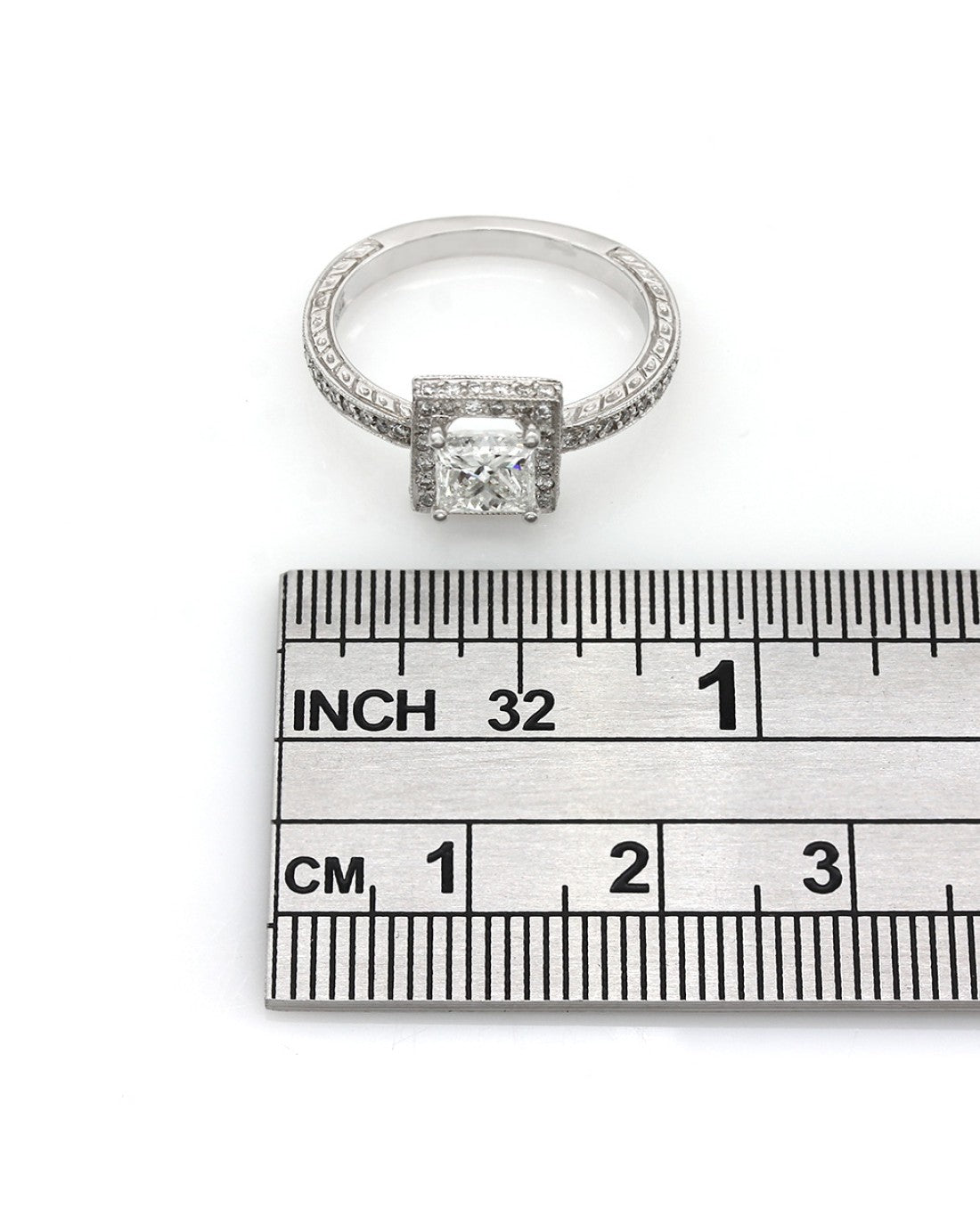 Plat Princess Halo Diamond Engagement Ring
