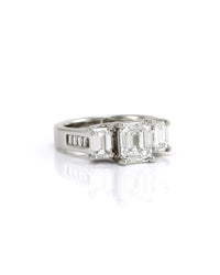 1.51ct SI1, F GIA Certified Emerald Cut Diamond Engagement Ring in Platinum