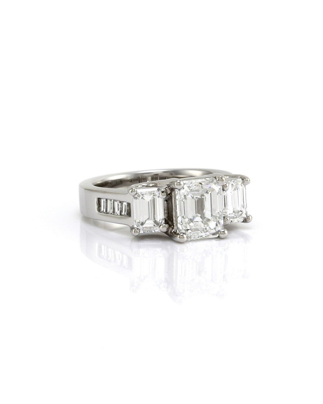 1.51ct SI1, F GIA Certified Emerald Cut Diamond Engagement Ring in Platinum