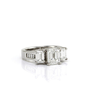 1.51ct SI1, F GIA Certified Emerald Cut Diamond Engagement Ring in Platinum