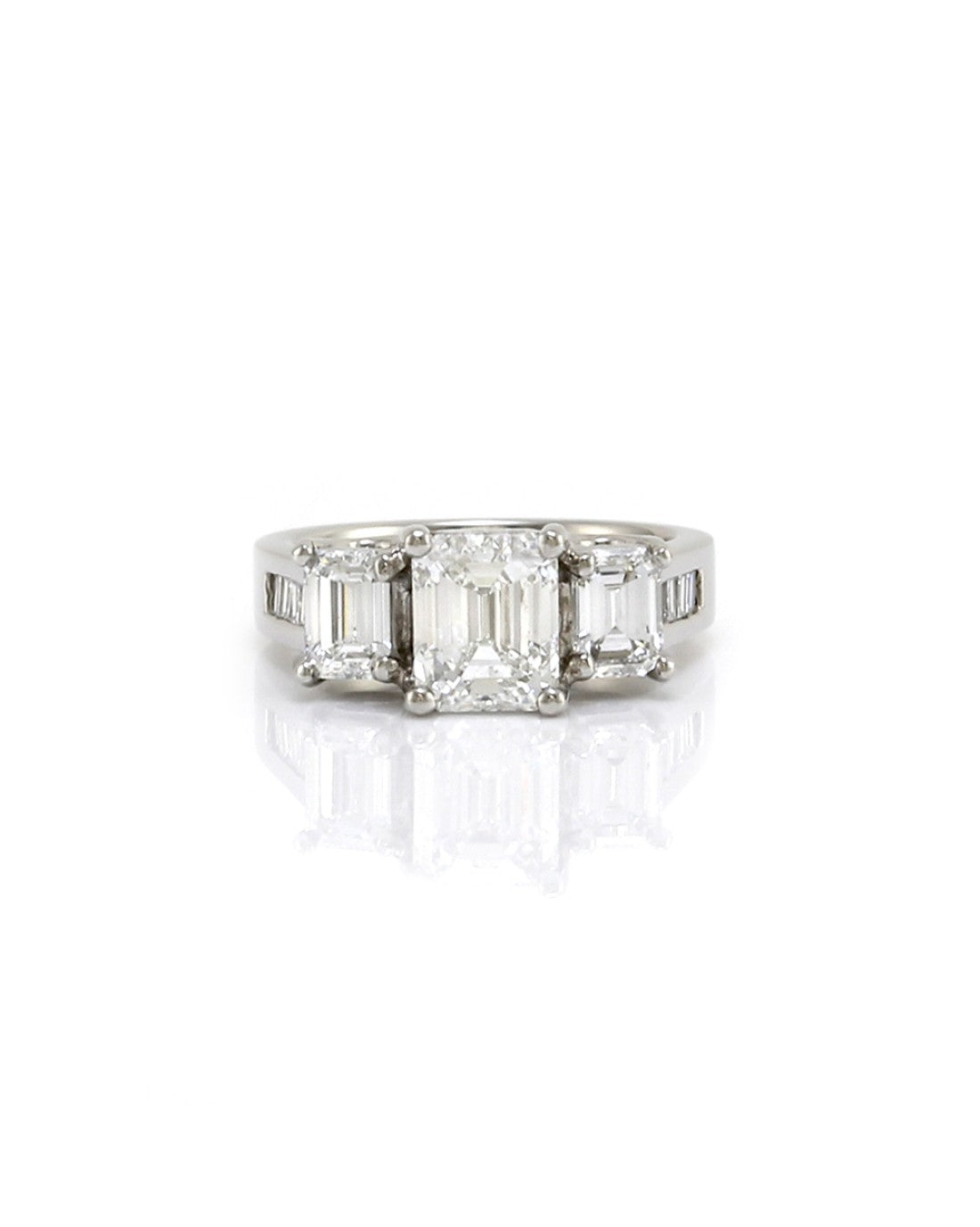 1.51ct SI1, F GIA Certified Emerald Cut Diamond Engagement Ring in Platinum