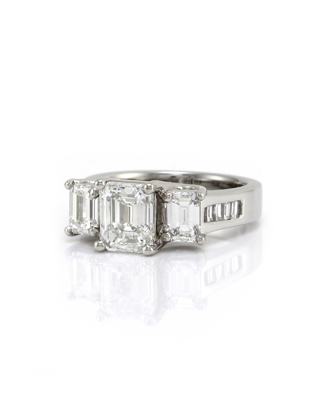 1.51ct SI1, F GIA Certified Emerald Cut Diamond Engagement Ring in Platinum