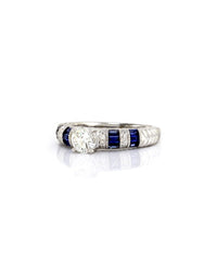 Diamond Solitaire and Alternating Diamond and Sapphire Ring