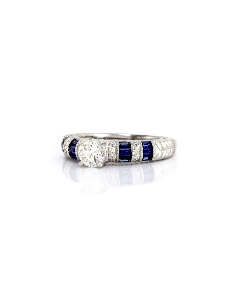 Diamond Solitaire and Alternating Diamond and Sapphire Ring