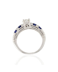 Diamond Solitaire and Alternating Diamond and Sapphire Ring