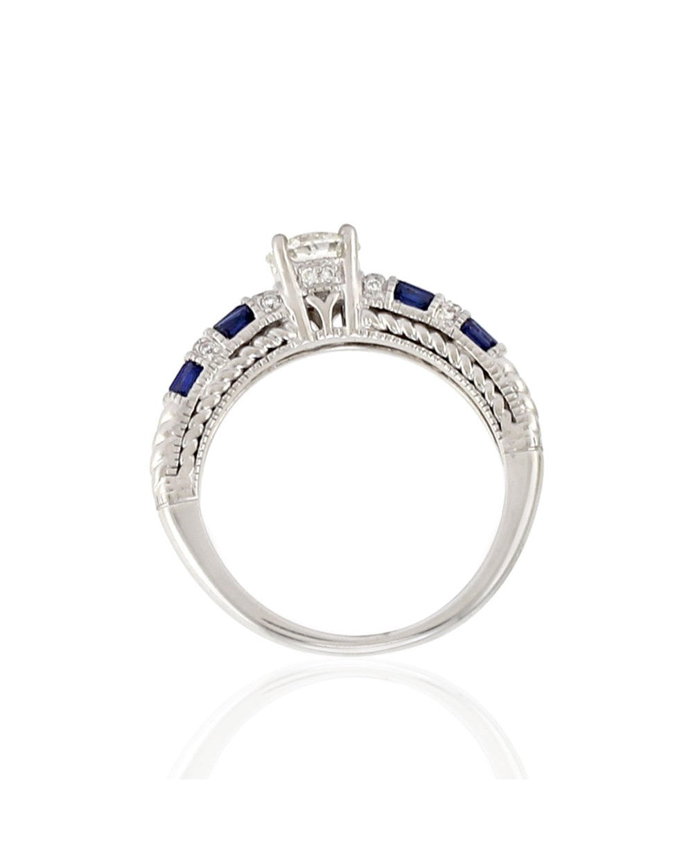 Diamond Solitaire and Alternating Diamond and Sapphire Ring