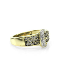Cognac and White Diamond Buckle Ring
