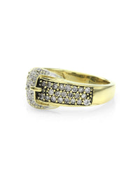 Cognac and White Diamond Buckle Ring